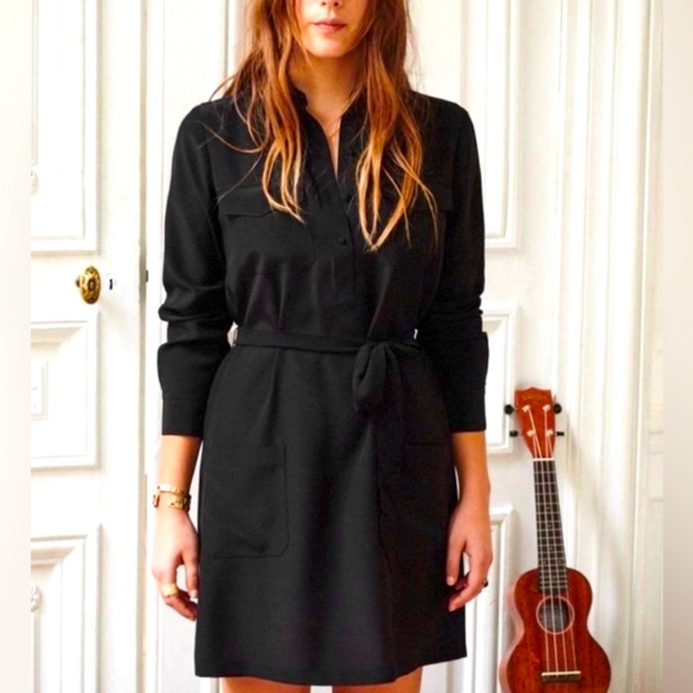 Sezane Robe Drew Silk Shirt Dress - 36
